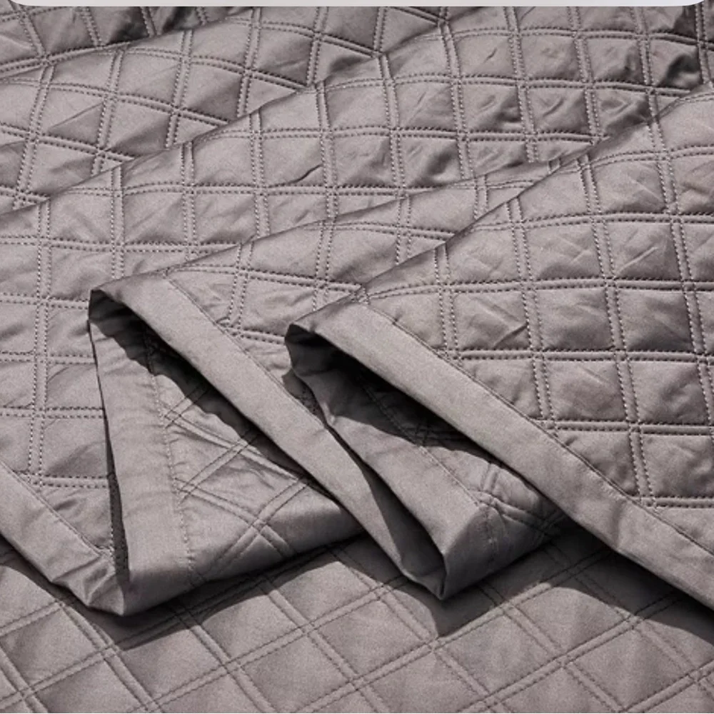Hudson Park Collection Luxurious Gray Queen Coverlet